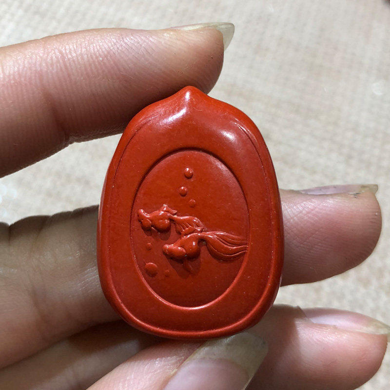 天然帝王红高含量朱砂金鱼满堂吊坠送人礼物连年有余吉祥项链