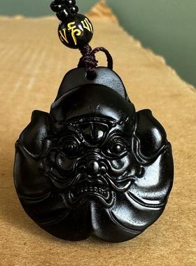 正宗真品黑曜石钟馗头吊坠男女小款大胡子天师夜路怕随身赐福挂件