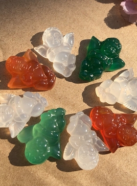 天然玉髓玛瑙爱神丘比特天使吊坠 宝宝儿童款守护神玉佩项链礼物