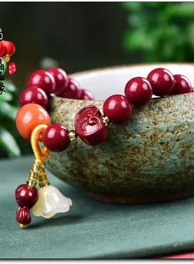 原矿朱砂手链女款紫金砂手串本命年转运珠生肖蛇手饰送女友礼物