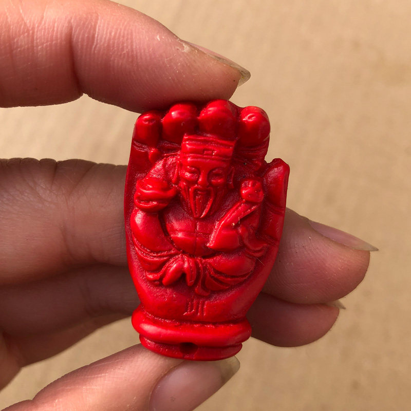 天然朱砂伸手来财吊坠 有求必应佛手金手打麻将随身财神玉佩挂件