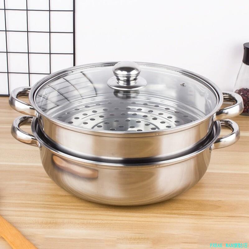不锈钢多功能厚汤锅蒸锅煲汤家用煮粥奶锅火锅电磁炉锅具通用*