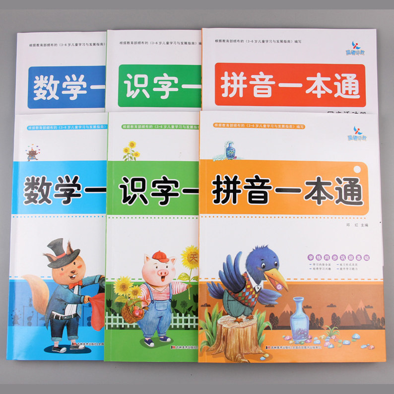 晨曦早教一本通 幼小衔接入学准备拼音数学识字书全6册 幼儿园中大班学前综训练 幼小衔接一日一练幼儿早教启蒙幼升小