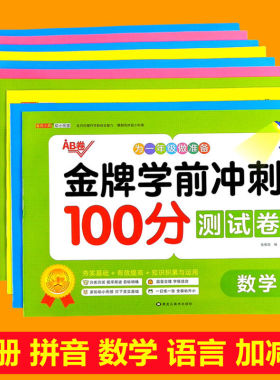学前冲刺100分测试卷 套装10册 数学+拼音+语言分册练习AB卷为一年级做准备全面幼升小试卷练习教辅书籍
