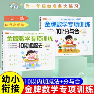 数学专项训练10以内加减法练习册分与合凑十法和破十法借十法幼小衔接一日一练数学教材全套4册一年级幼儿园学前班口算题卡天天练