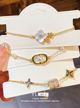 18k真金电镀锆石猪鼻子花朵小蛮腰手链个性轻奢气质感手饰女