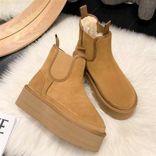 Womens Boots Plus Velvet Warm Casual Shoes One Step Suede L