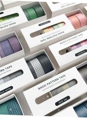5Rolls/box Solid Color Washi Tape Set Decorative Masking Tap
