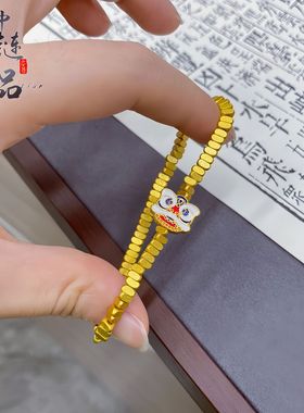 金店同款古法越南沙金碎银子醒狮手链国潮风碎银几两百搭手链小众