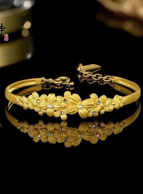 百搭轻奢风繁花手镯古法越南沙金高级镶嵌贝珠手环时尚手饰不掉色