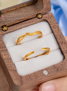 越南古法沙金精致不掉色爱无尽纽带戒指女轻奢简约时尚设计戒指