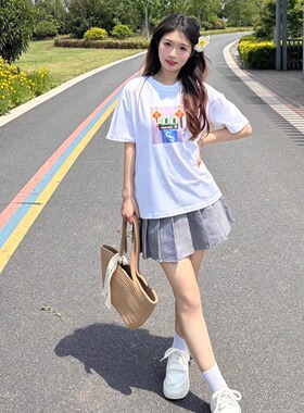 NOUNS#1253纯棉白色落肩直喷T恤