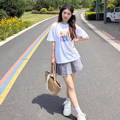 NOUNS#1253纯棉白色落肩直喷T恤