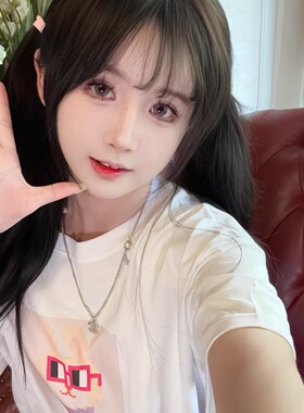 LiL Tu#9纯棉白色落肩直喷T恤