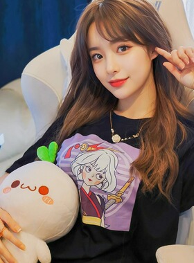 「SP南兌」驾雾之人（十三白绘）黑色纯棉T恤