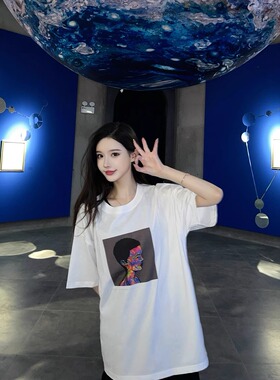 礼赞生命｜THE FACE #0229纯棉白色落肩直喷T恤