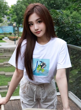 武侠港火熊系列-天外飞仙-翠舞白色纯棉T恤2