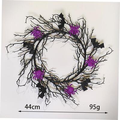 Halloween Dead Branch Wreath Simulation Rattan Circle Black