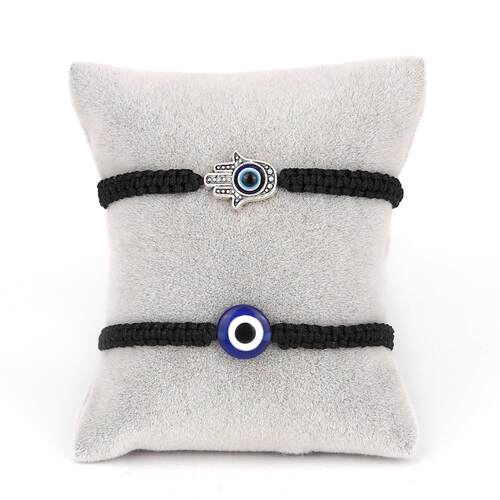 2PCS Blue Evil Eye Couple Bracelet Sets for Woman Men Charm