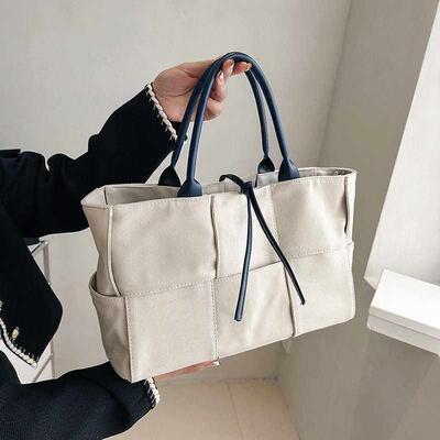 Canvas Woven Shoulder Underarm Bag Women