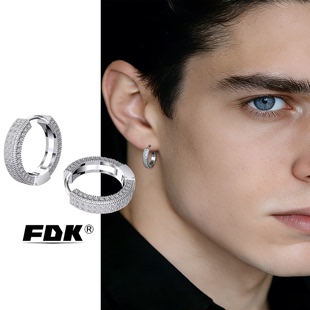 邓为王嘉尔同款镶满钻高级感男士耳环纯银2025年春夏痞帅耳钉耳扣