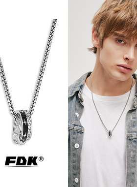 项链男款双环项链男潮设计感小众