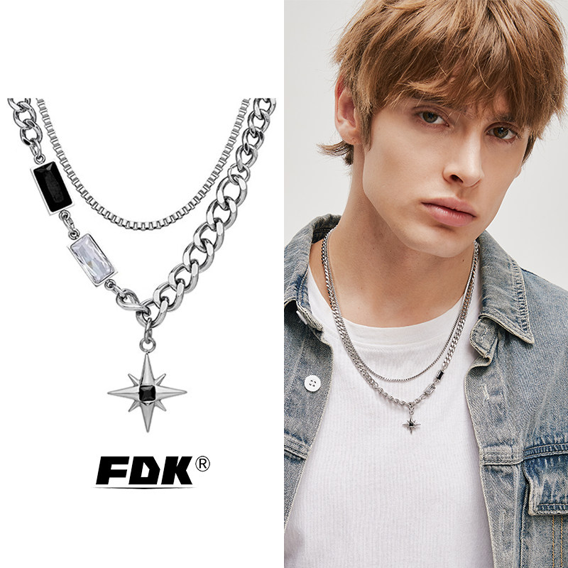 FDK男生项链高级感六芒星吊坠图片
