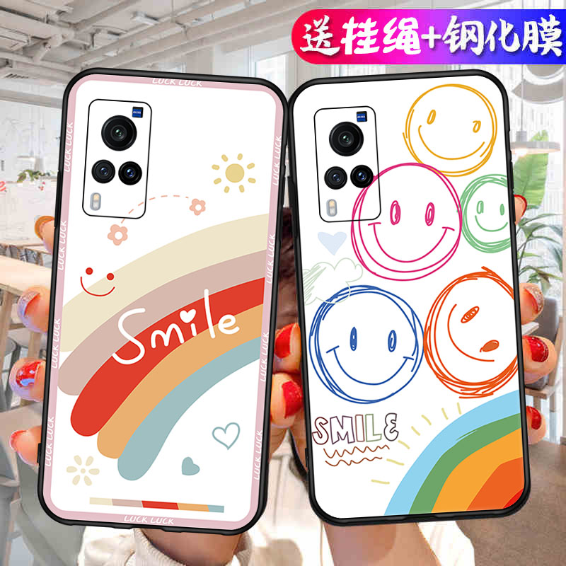 适用于vivoX60手机壳V2046A卡通V2085A维沃x60t创意文字viovx60个性硅胶v ivo软套viv0x6o直边全包镜头