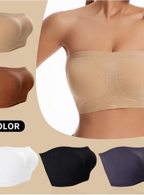 Strapless Bandeau Bra Seamless Bralettes Tube Top with Pads