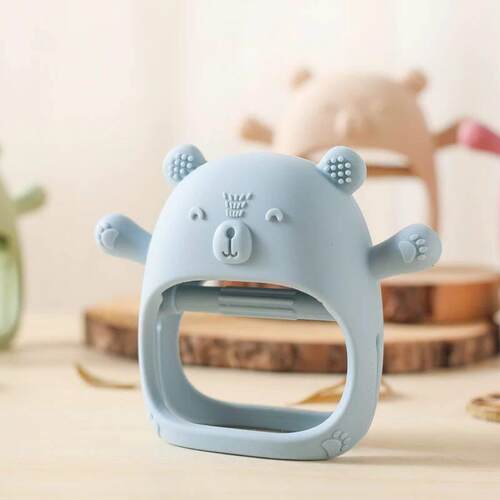 Baby Teether Gloves Kids Cartoon Bear Teething Silicone Dent