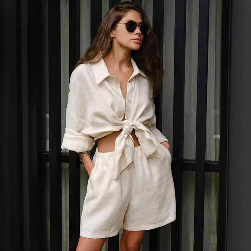 Shirt set, long sleeved shirt+shorts set