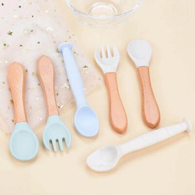 LOFCA Silicone Spoon Feeding Fork Supplies Baby Feeding Fork