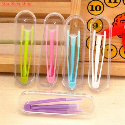 1 set of colored contact lens case tweezers and suction rod