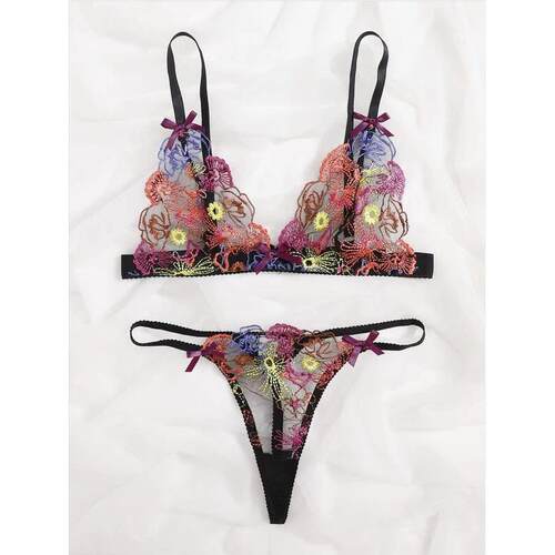 Erotic underwear Two-piece sexy hollow see-through underwear