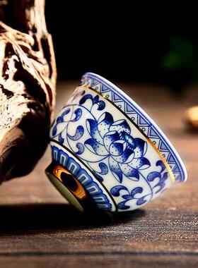 Ceramics Kung Fu Little Tea Cup Set Home Tea Bowl Blue Celad