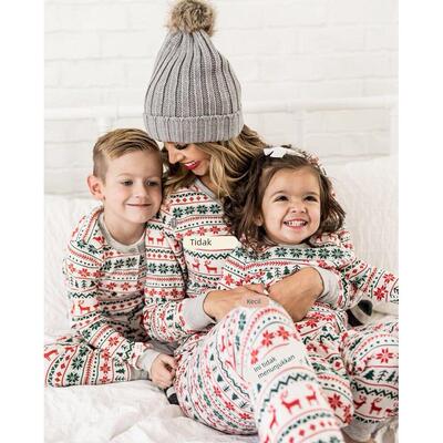 Christmas pajamas family set striped couple Xmas pyjamas