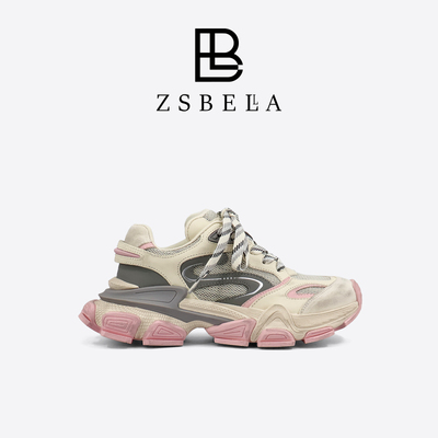 ZSBELLA赛斯贝拉拼色厚底老爹鞋女2026新款潮牌运动休闲鞋女