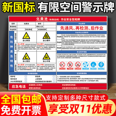 有限空间安全告知牌防水防晒