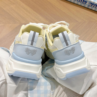 子女爆款 厚底老爹鞋 小白鞋 配阔腿裤 子 回力格子运动鞋 鞋 女2026春季