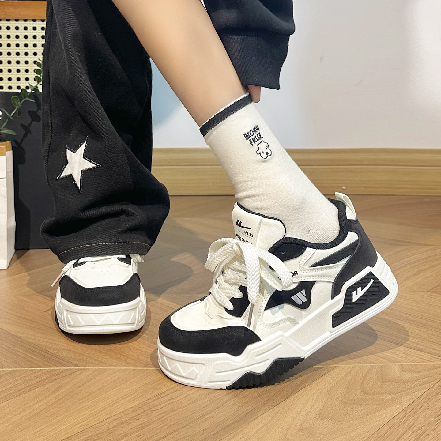 回力黑白春季小白鞋女2026新款韩系休闲鞋子女时尚百搭厚底板鞋女,女鞋,休闲板鞋,淘宝优惠券,粉丝福利购,淘宝优惠卷