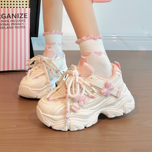 ins潮学生运动鞋 增高显瘦休闲鞋 女 女2025秋冬爆款 回力蝴蝶老爹鞋