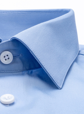 男士全棉200支4股DP免烫纯棉衬衫 男款CEO高管参会议长袖蓝色衬衣