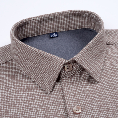 男款羊毛加绒加厚保暖棕色衬衫