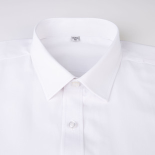 男装棉质透气工作服商务休闲衬衫 夏天男士白色斜纹正装短袖衬衣