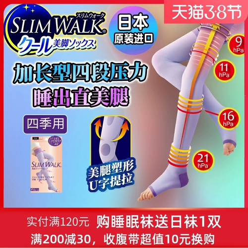 Япония Slimwalk Long Tube High -Knee Sleep Nocks Беременные женщины показывают тонкие ноги и трусики сильные носки давления