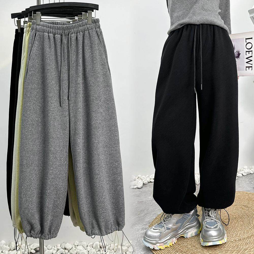 加绒裤脚抽绳束脚毛巾卫裤女冬季垂感阔腿裤宽松显瘦糯米休闲裤子,女装/女士精品,卫裤,淘宝优惠券,粉丝福利购,淘宝优惠卷