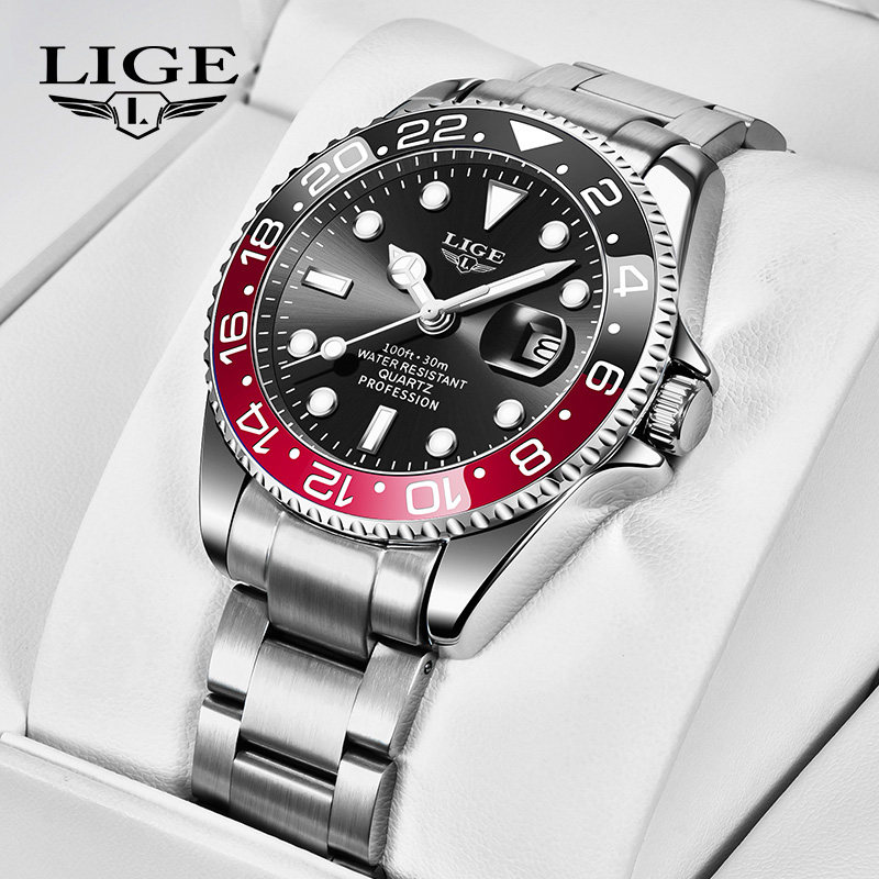 手表男高级感绿水鬼全自动防水腕表商务潮流大表盘石英男表非机械