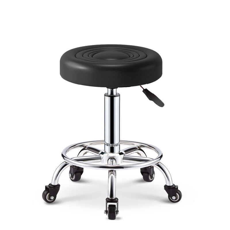 酒吧吧台带轮子的小圆凳子靠背移动升降椅理发店旋转轮滚动椅子矮