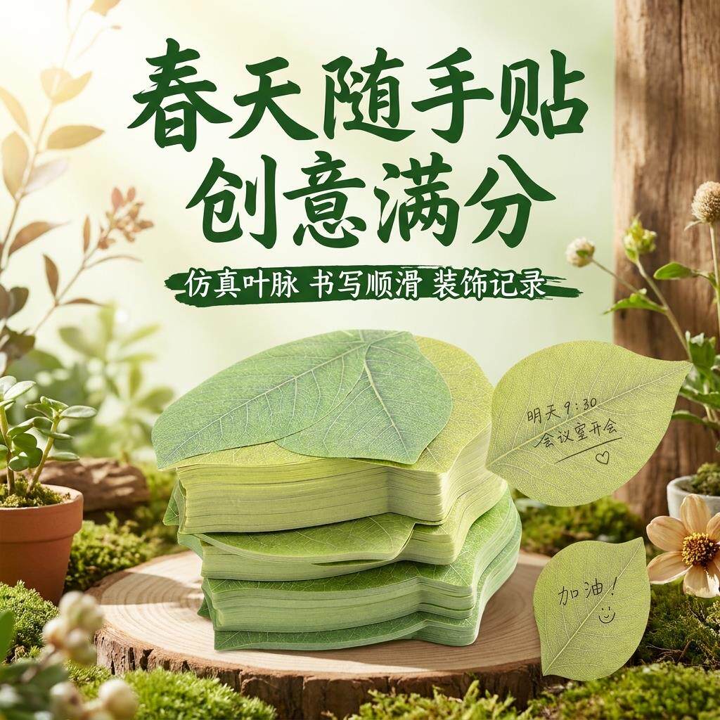 便利贴纸可撕自粘式创意树叶便利贴纸条diy留言本标签贴纸ins风便条贴