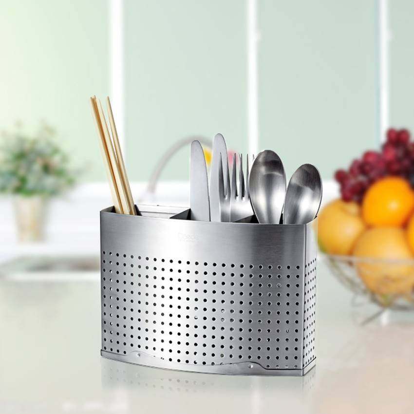 鼎魅戴德不锈钢筷子笼沥水架可挂式筷子筒厨房置物架餐具收纳盒可